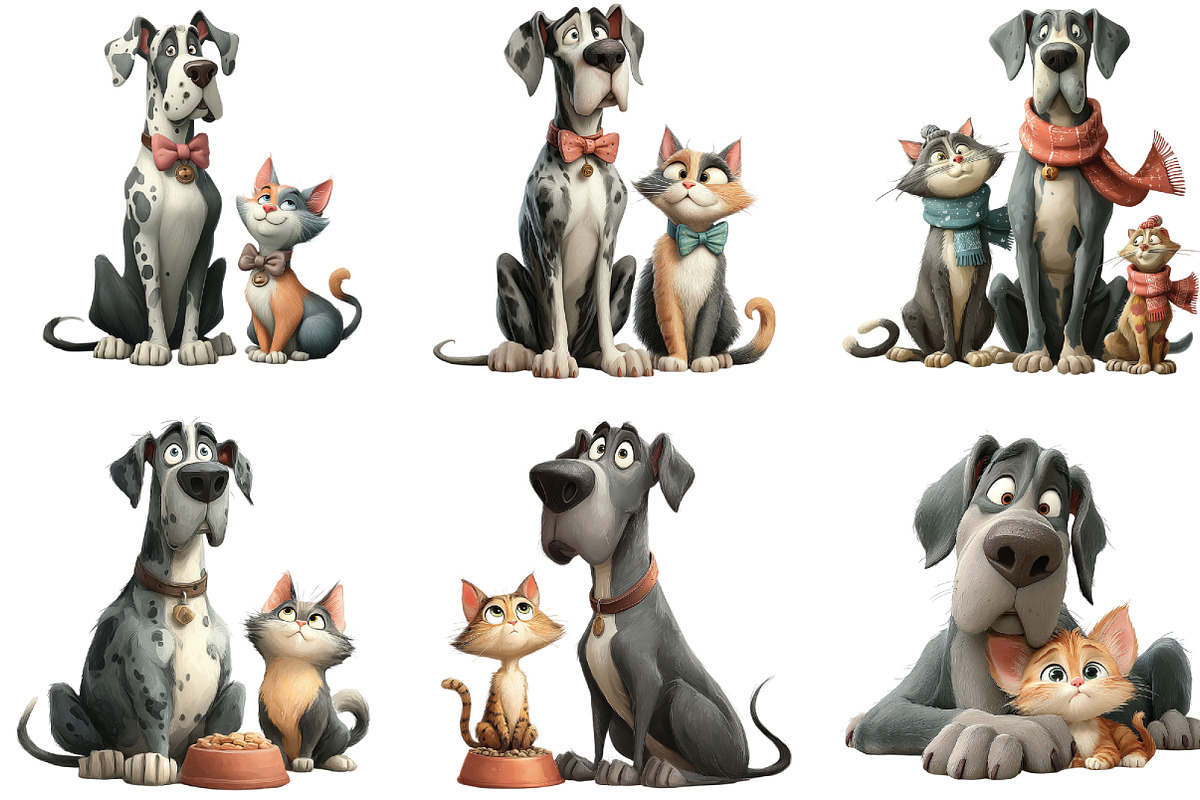 Great Danes with Kittens Clipart, an Illustration by CraftArtStudio (Photo 3 of 6)