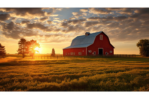 red metal barn ai generated, an Architecture Photo by pikepicture