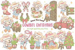 Cowgirl Christmas Lamb Clipart