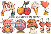 Retro Valentine’s Day Clipart, an Illustration by OK Design (Thumbnail 2 of 6)