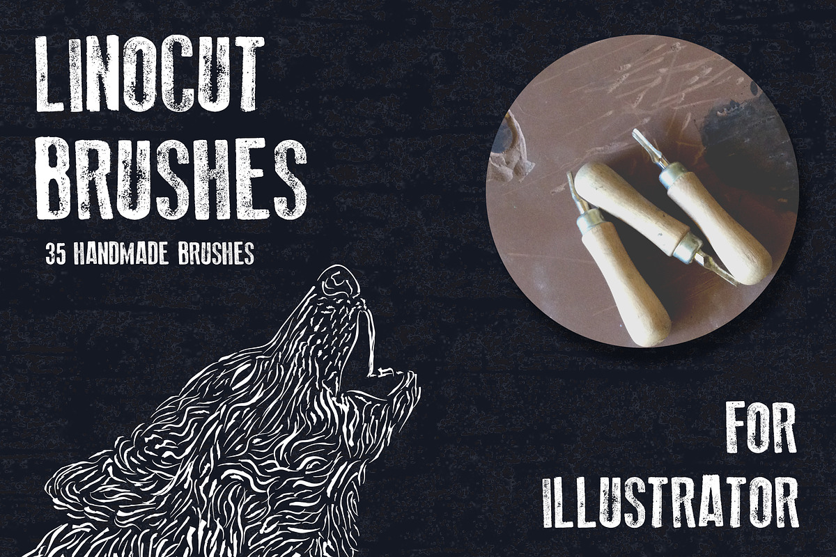 Hand-made linocut brushes, a Brush Add-On by Guerillacraft (Photo 1 of 4)