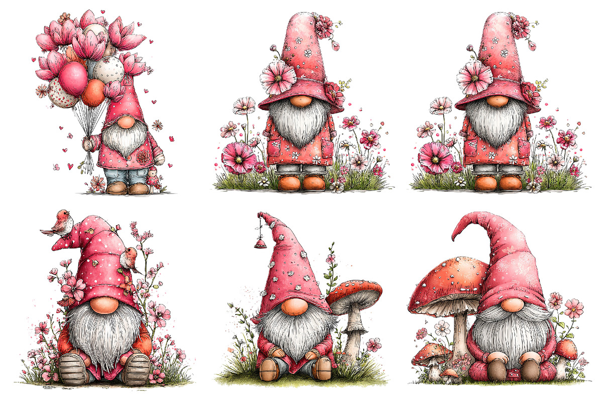 Whimsical Spring Gnome Clipart, an Illustration by Pixels.Craft (Photo 4 of 5)