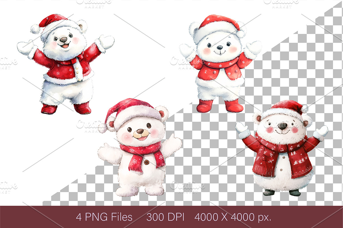 Christmas Bear. Watercolor PNG, an Animal Illustration by KENO Mascots (Photo 2 of 8)