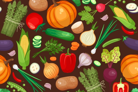 Vegetables seamless pattern preview 2