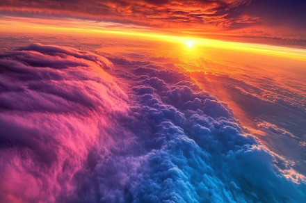 Majestic sunrise above vibrant cloud, a Photo by Iftikhar Alam