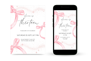 Coquette 13th Birthday Invitation, an Invitation Template by Earth5168 (Thumbnail 1 of 9)