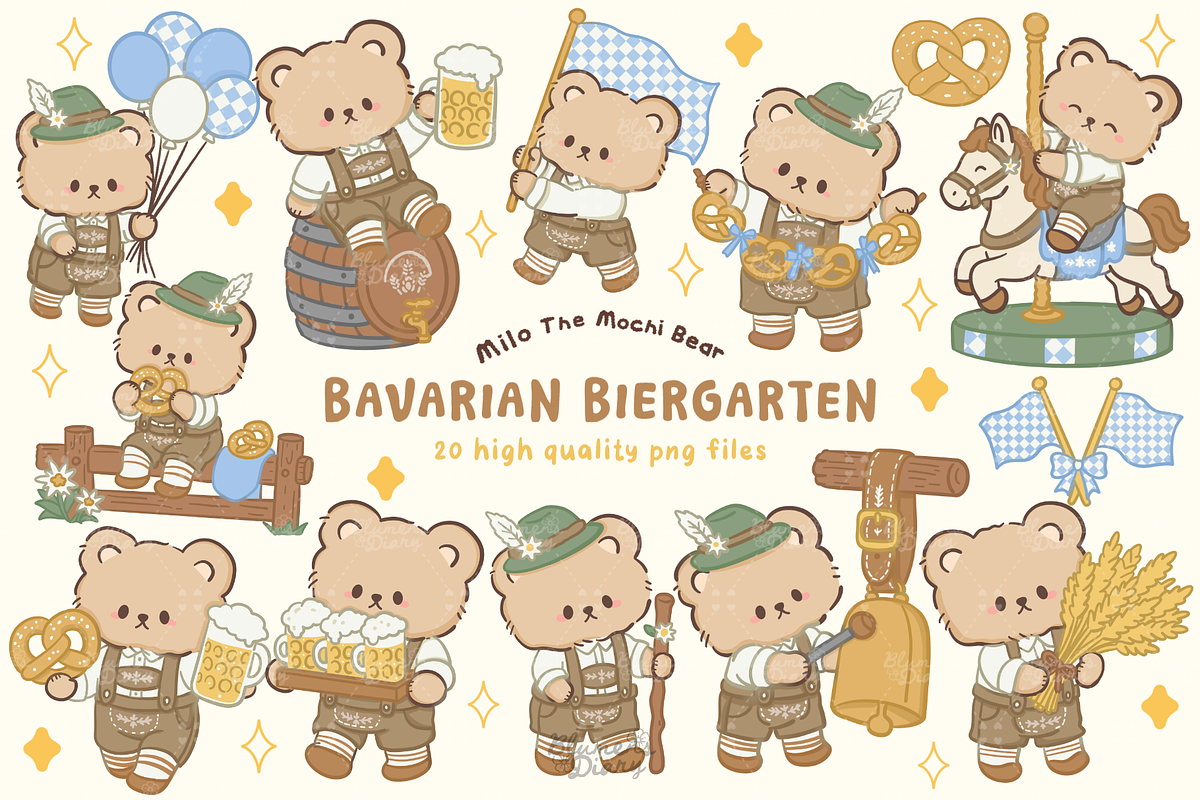 Bear Bavarian Biergarten Clipart, an Animal Illustration by Blumensdiary (Photo 1 of 6)