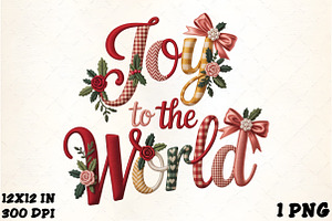 Embroidery Christmas Joy to the PNG, an Illustration by CrexoraLab