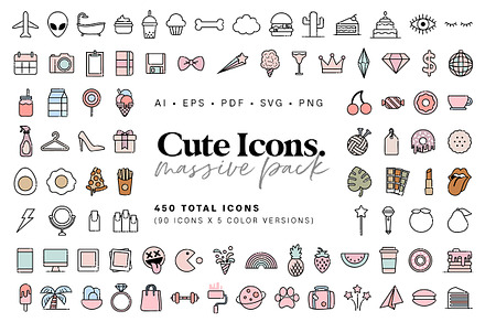 Cute Icons Massive Pack, an Outline Icon by Pulpixel Design