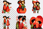 Valentine Cute Couple Clipart Bundle, an Illustration by SVGArt (Thumbnail 3 of 8)
