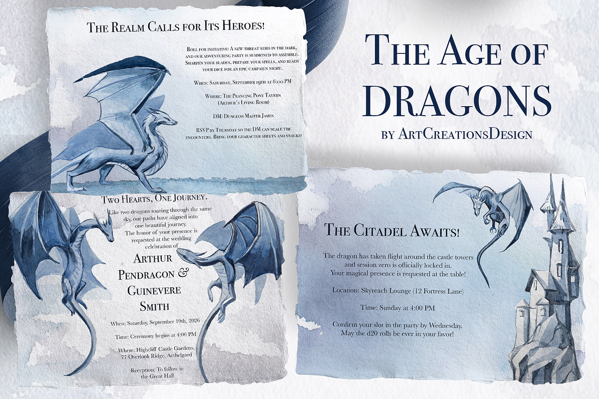 The Age Of Dragons Clipart Set, a Decorative Illustration by ArtCreationsDesign (Photo 10 of 18)