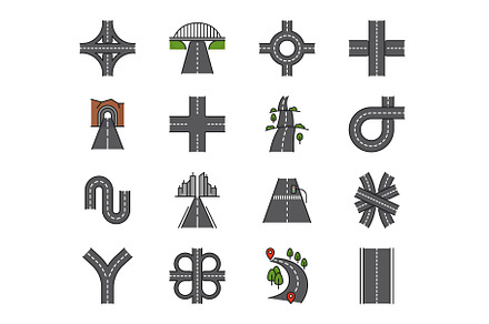 Color highway road, traffic icons, a Transportation Illustration by Vector Tradition