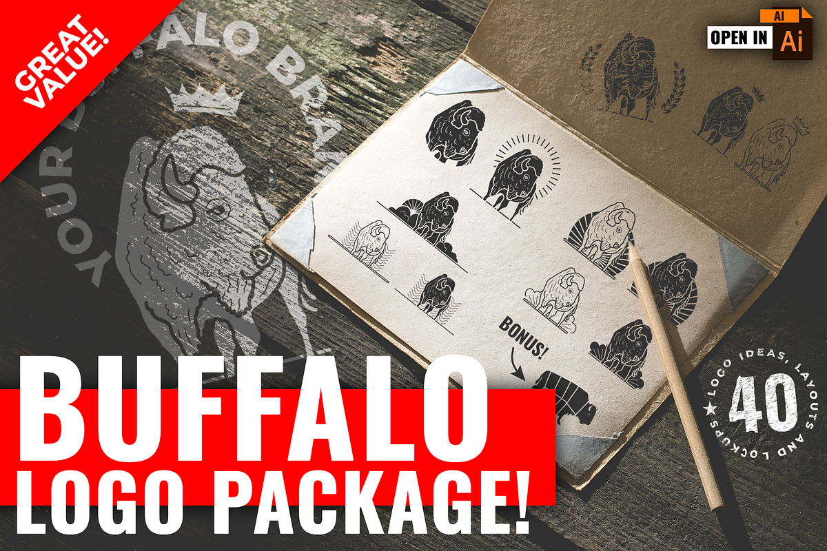 Buffalo & Bison Logo Pack - 40 LOGOS, a Branding & Logo Template by Jeffry Macpherson Visuals (Photo 6 of 6)