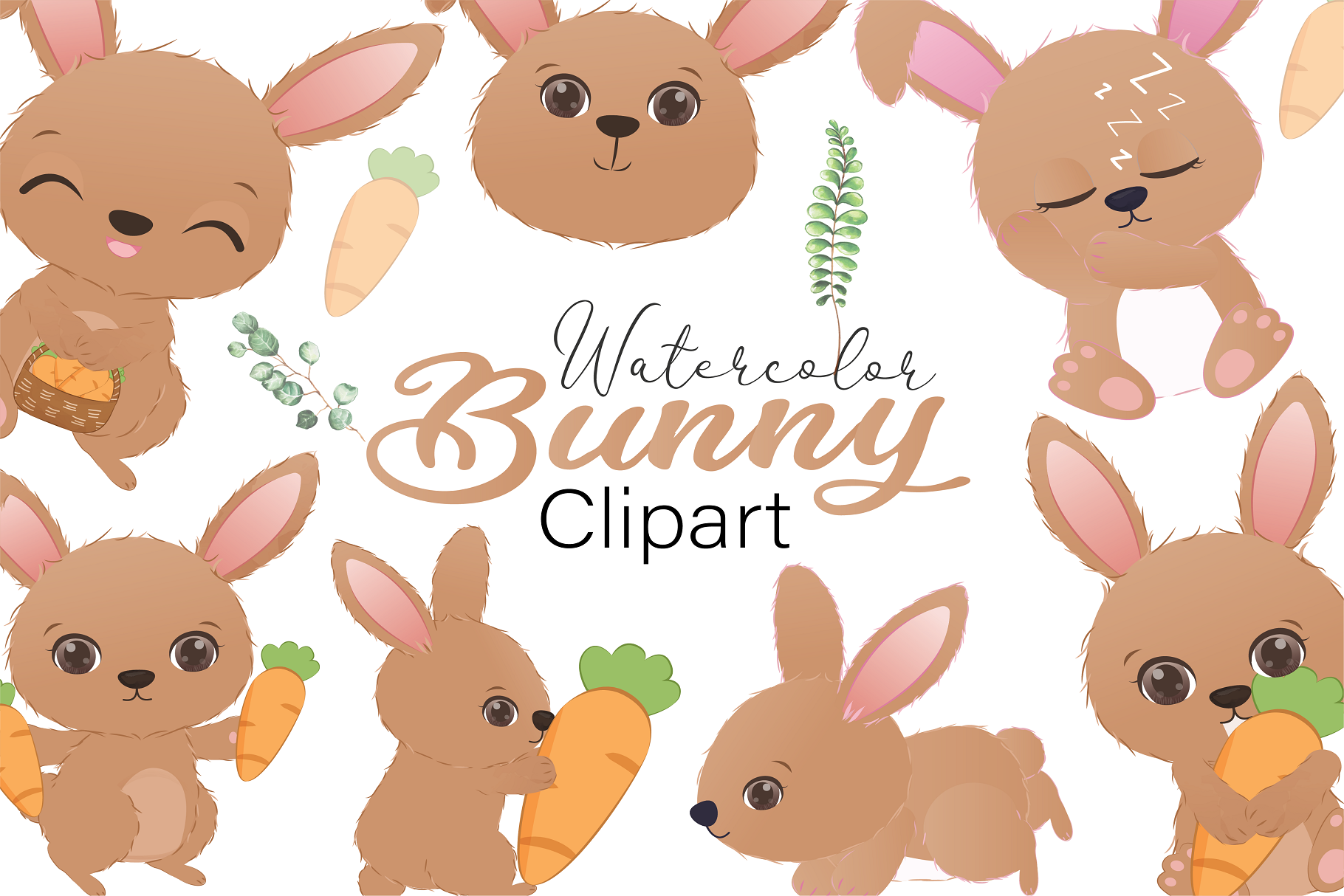 Cute Bunny Clipart | Creative Market