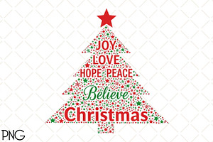 Joy Love Hope Peace Believe Christma, an Illustration by Black Bird Studio