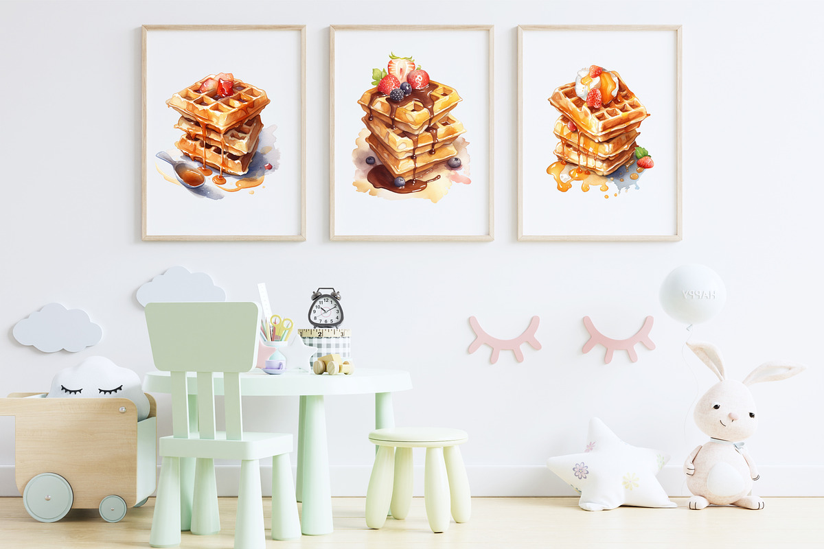 Waffles Syrup Pancakes Sweets Brunch, a Food Illustration by Rabbit Heart (Photo 8 of 9)