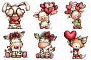 Whimsical Animals Valentine Day Clip, an Illustration by DreamPrint404 (Thumbnail 2 of 7)