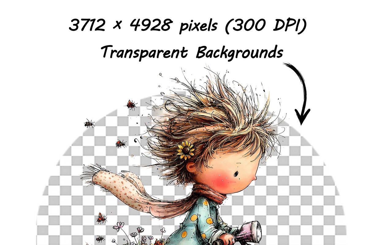 Whimsical Peeking Girl Clipart, an Illustration by one-touch (Photo 5 of 12)