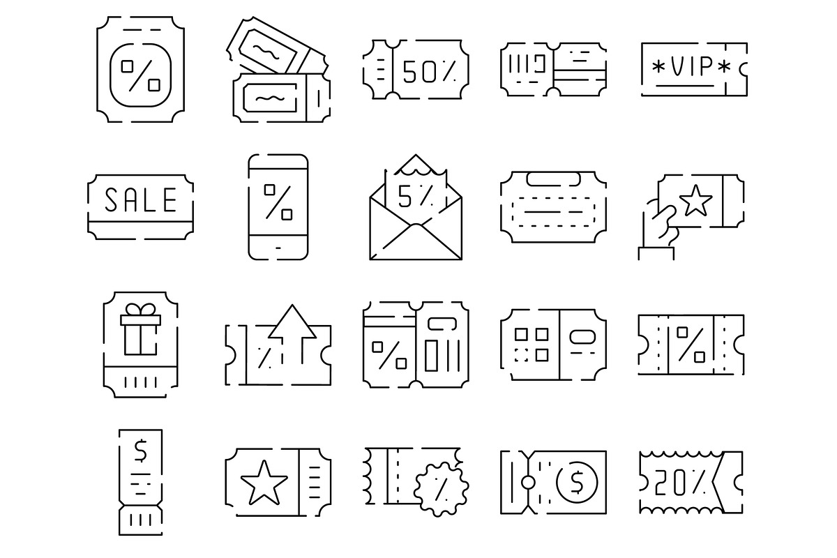 Discount coupon and voucher line art, an Object Graphic by pikepicture (Photo 2 of 3)