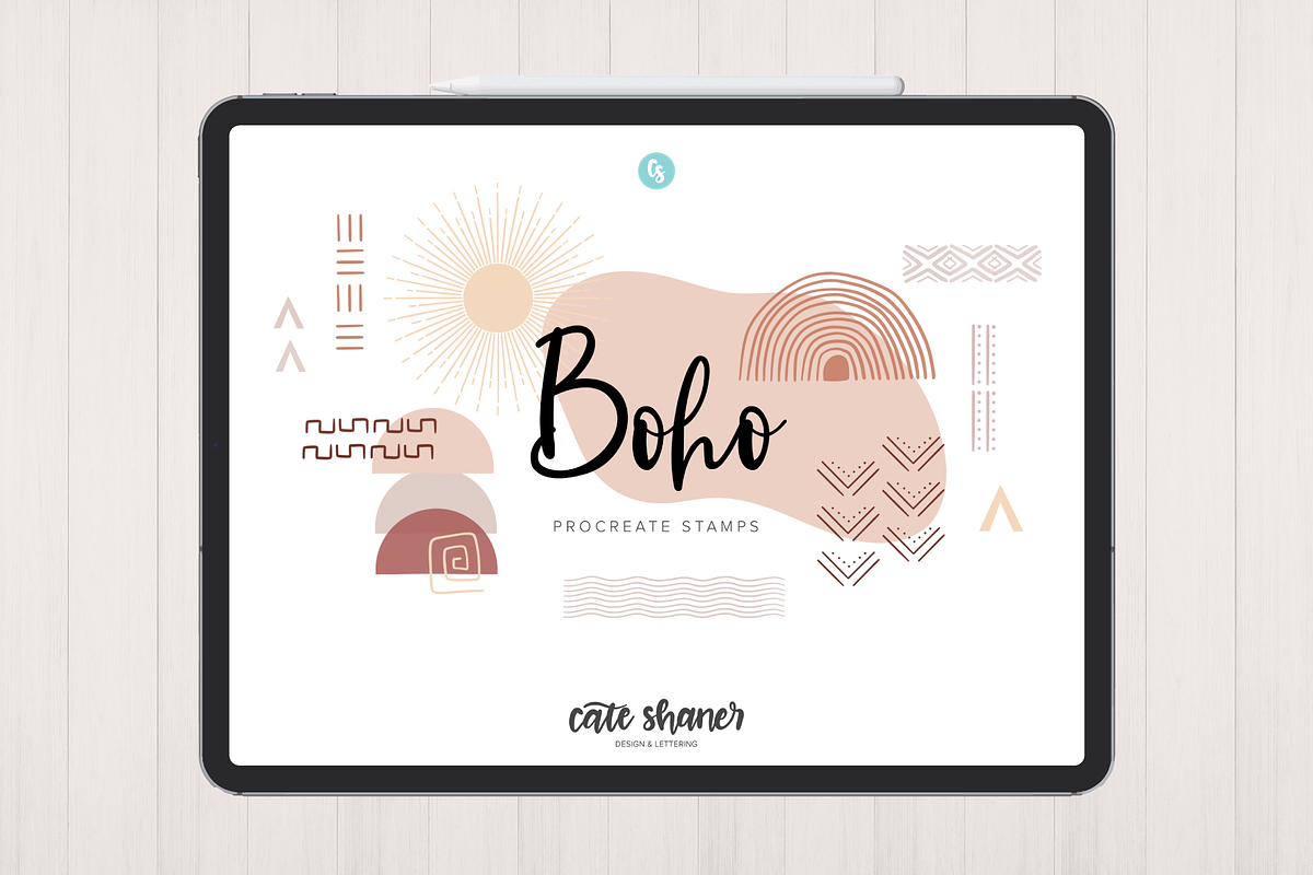 Boho Procreate Stamp Brushes, a Brush Add-On by Cate Shaner (Photo 1 of 4)