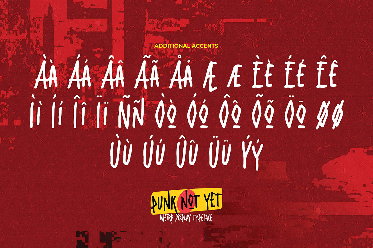 Punk Not Yet – Weird Typeface, a Sans Serif Font by Almarkhatype (Photo 2 of 8)