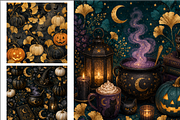 Luxury Halloween Gold Ginkgo Paper, a Texture Graphic by Printable Design Store (Thumbnail 4 of 4)