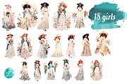 Garden Girls Clipart, a Person Illustration by Verdigris Studios (Thumbnail 3 of 4)