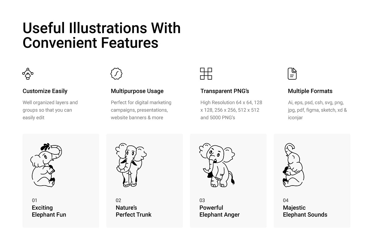 Elephant Drawing Icons, an Outline Icon by Prosymbols (Photo 2 of 5)