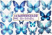 Blue Butterflies Watercolor Clipart, an Illustration by Designworld (Thumbnail 1 of 5)