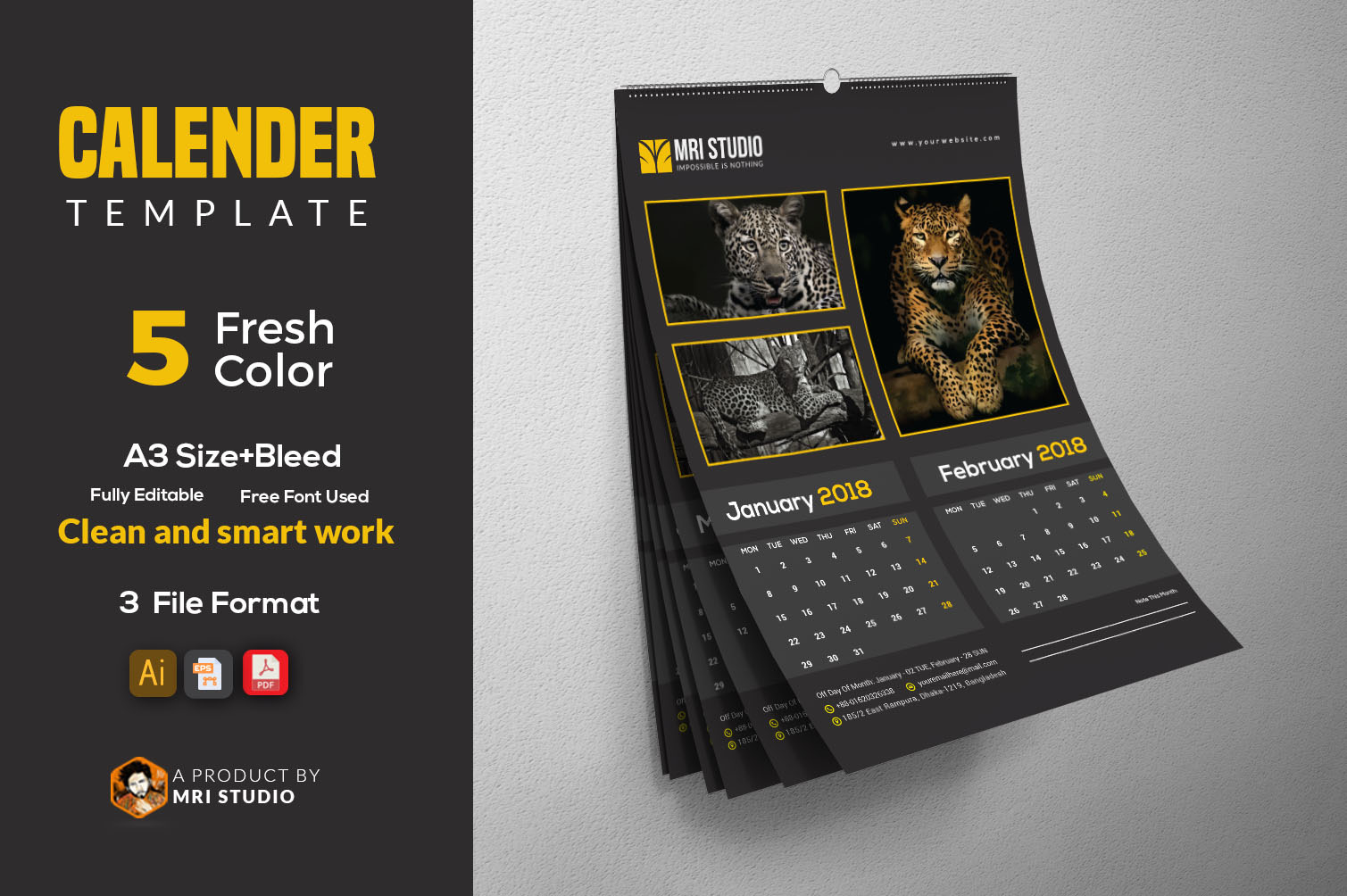 Calander Template by Mri Studio  Creative Market