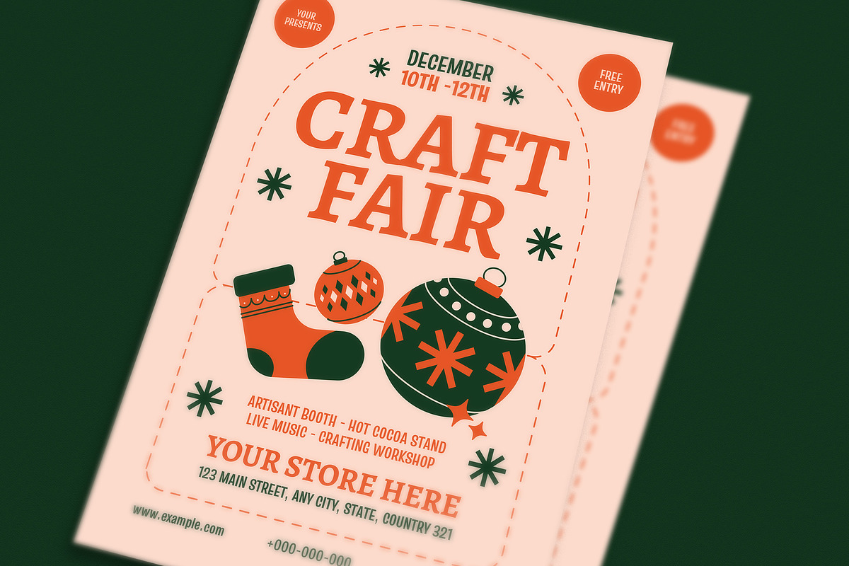 Simple Christmas Craft Fair Flyer, a Flyer Template by VectorVactory (Photo 2 of 3)