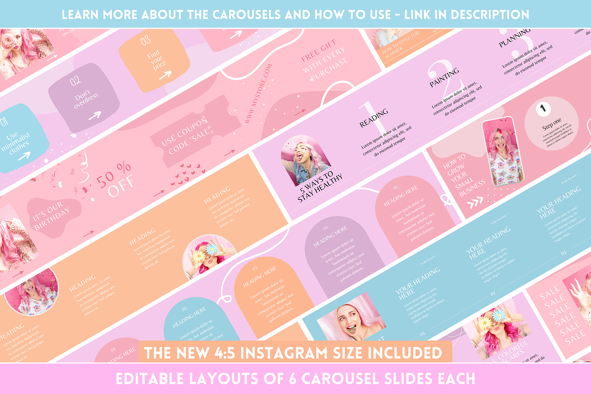 Bright Pastel Instagram Templates, a Social Media Template by SunshineStudioBoutique (Photo 7 of 10)