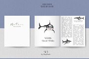 Watercolor Great White Sharks Set, an Animal Illustration by MayaNavits (Thumbnail 4 of 7)