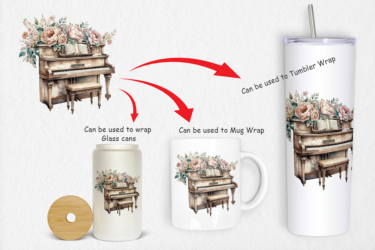 Antique Piano Clipart, a Graphic by Artnoy (Photo 3 of 5)