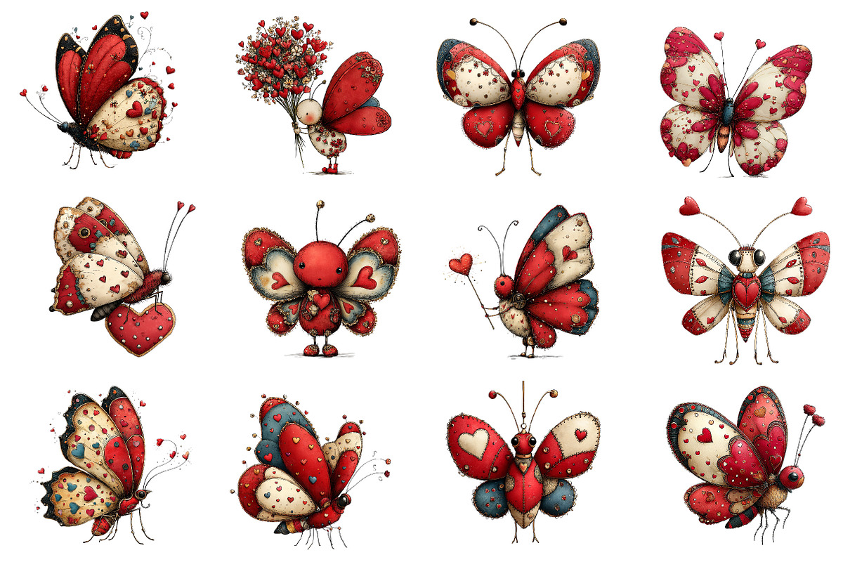 Whimsical Valentines Butterfly Clipa, an Illustration by Dream Creation (Photo 3 of 4)