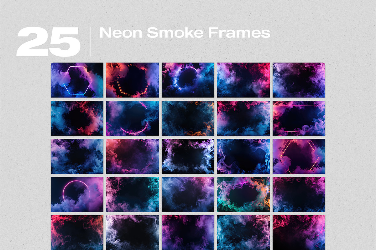 Neon Smoke Frames Effect Overlays, a Brushes & More by PhotoSpirit (Photo 8 of 8)