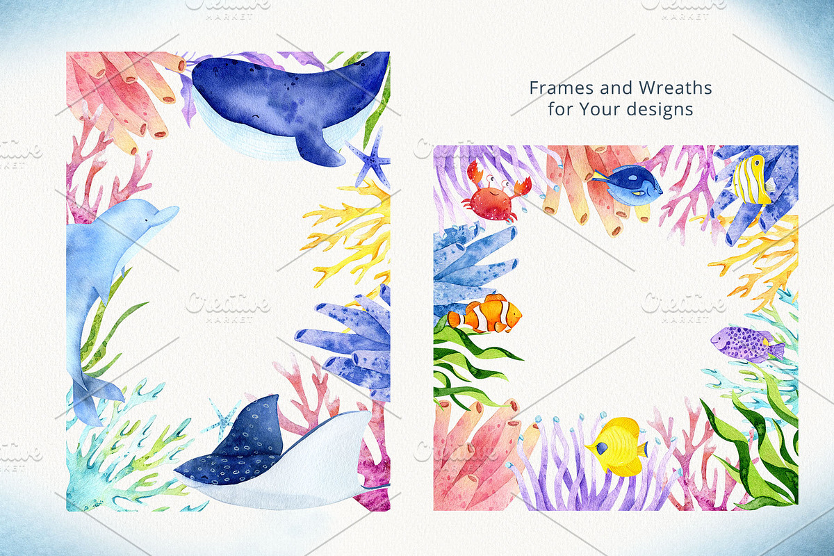 Mermaids and Under sea animals, an Animal Illustration by Watercolor Nastasia Art (Photo 7 of 19)