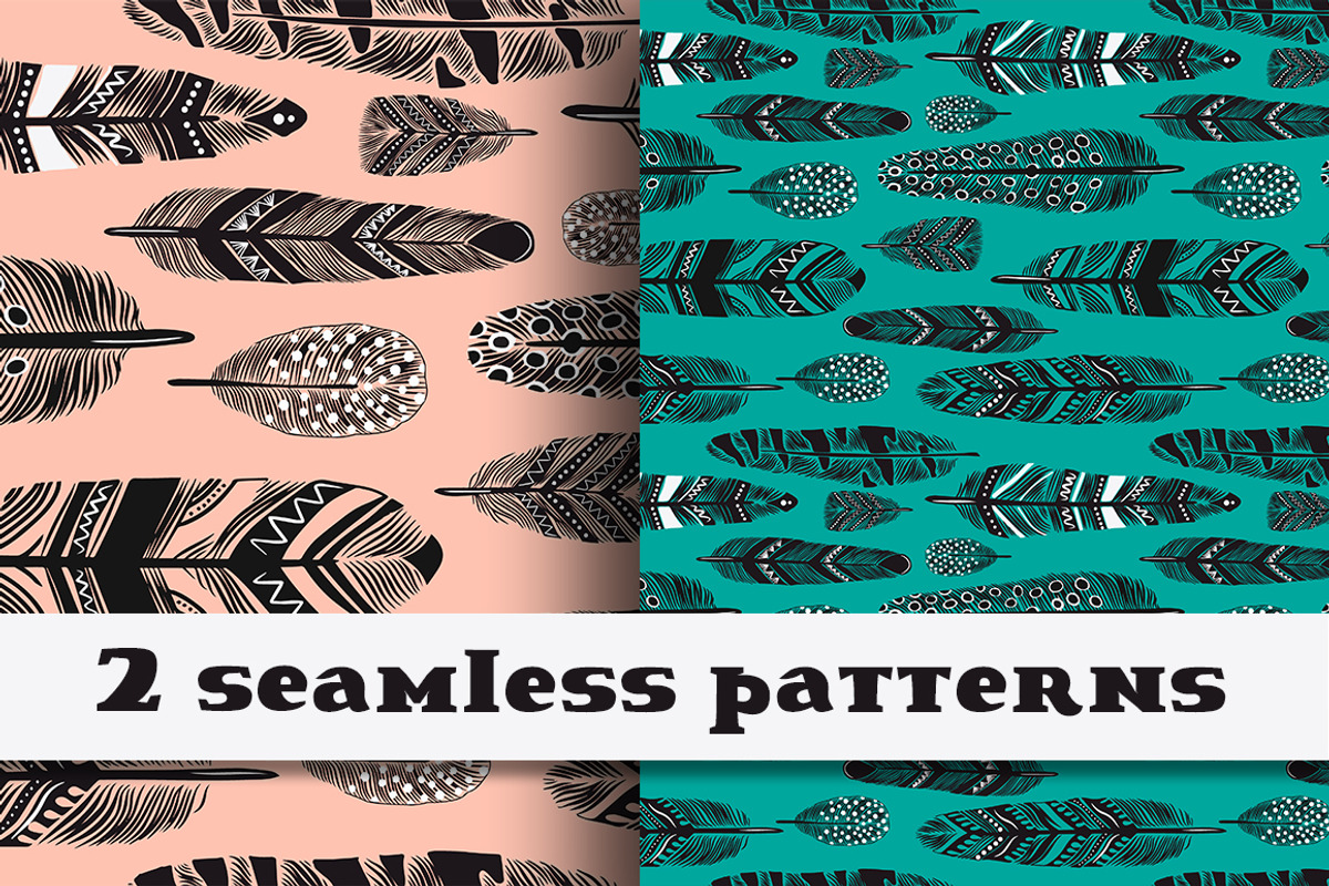 2 feathers patterns, a Pattern Graphic by Nata Savina Art