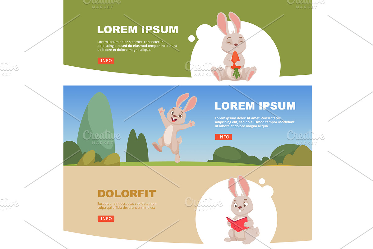 Cartoon rabbit. banners design with, an Animal Illustration by Onyx