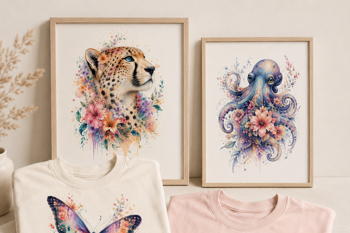 Floral animal clipart, an Object Illustration by HeavensStar (Photo 6 of 7)