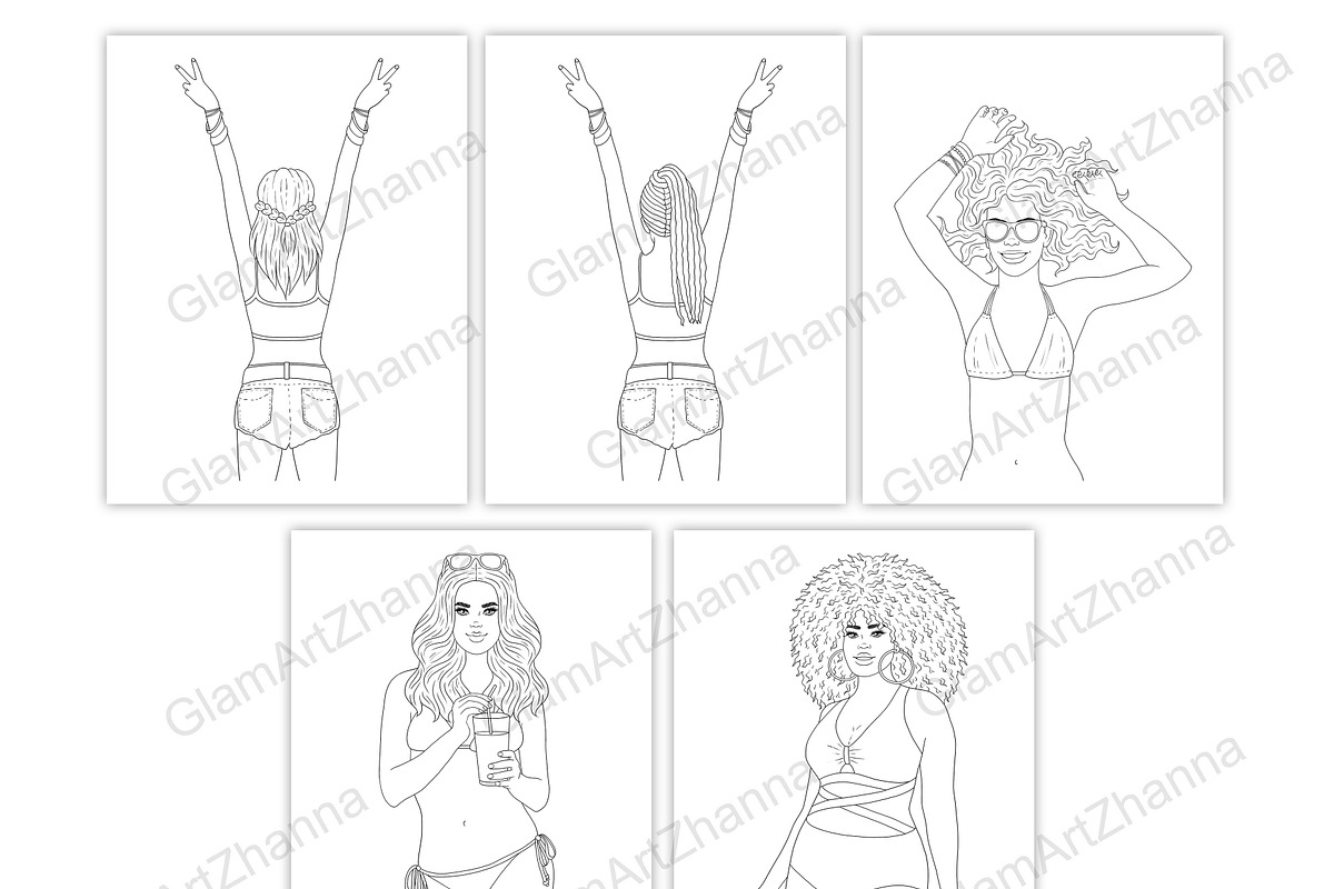 Coloring Book Summer 1, a Person Illustration by GlamArtZhanna (Photo 2 of 8)