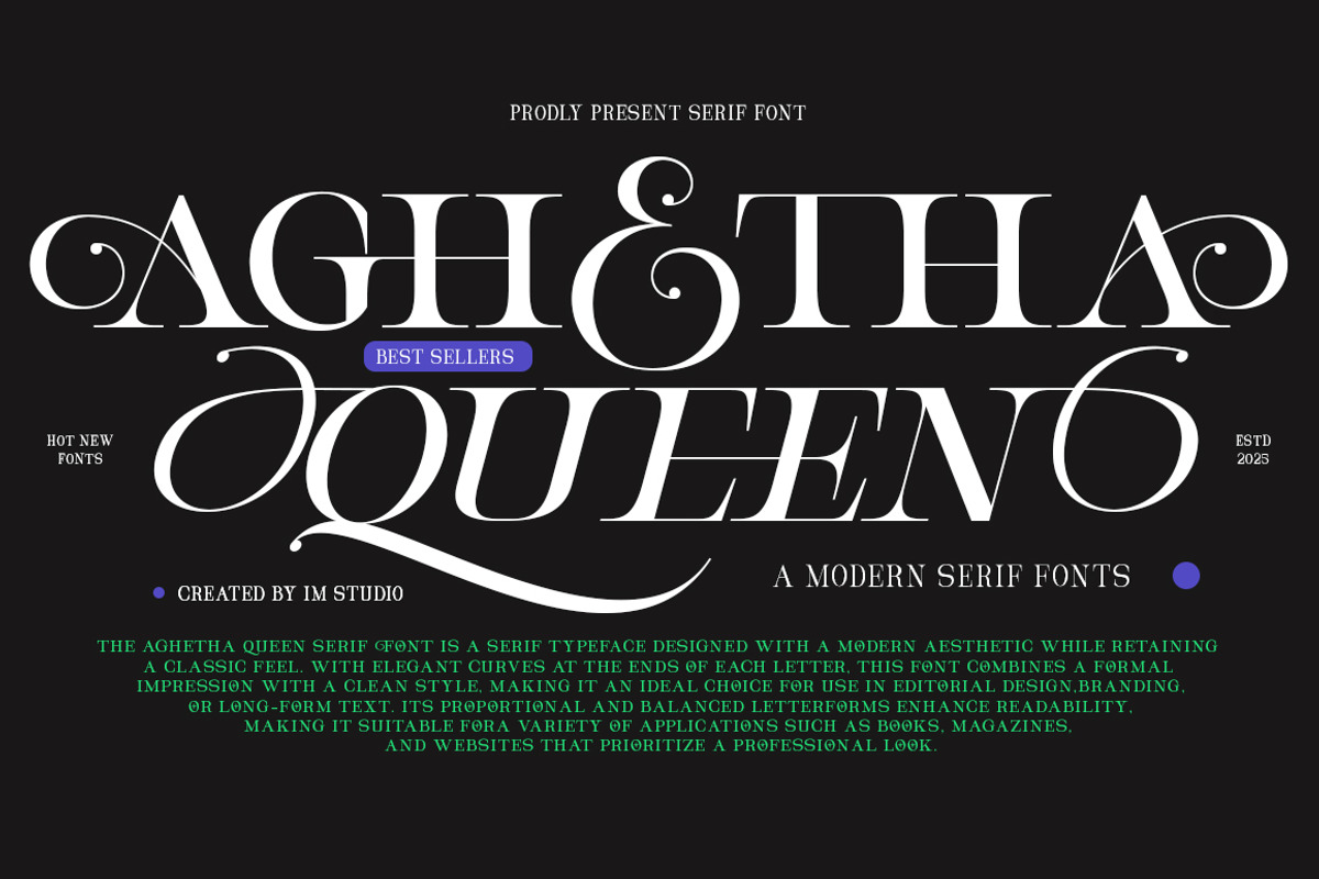 Aghetha Queen, a Serif Font by IM Studio (Photo 1 of 9)