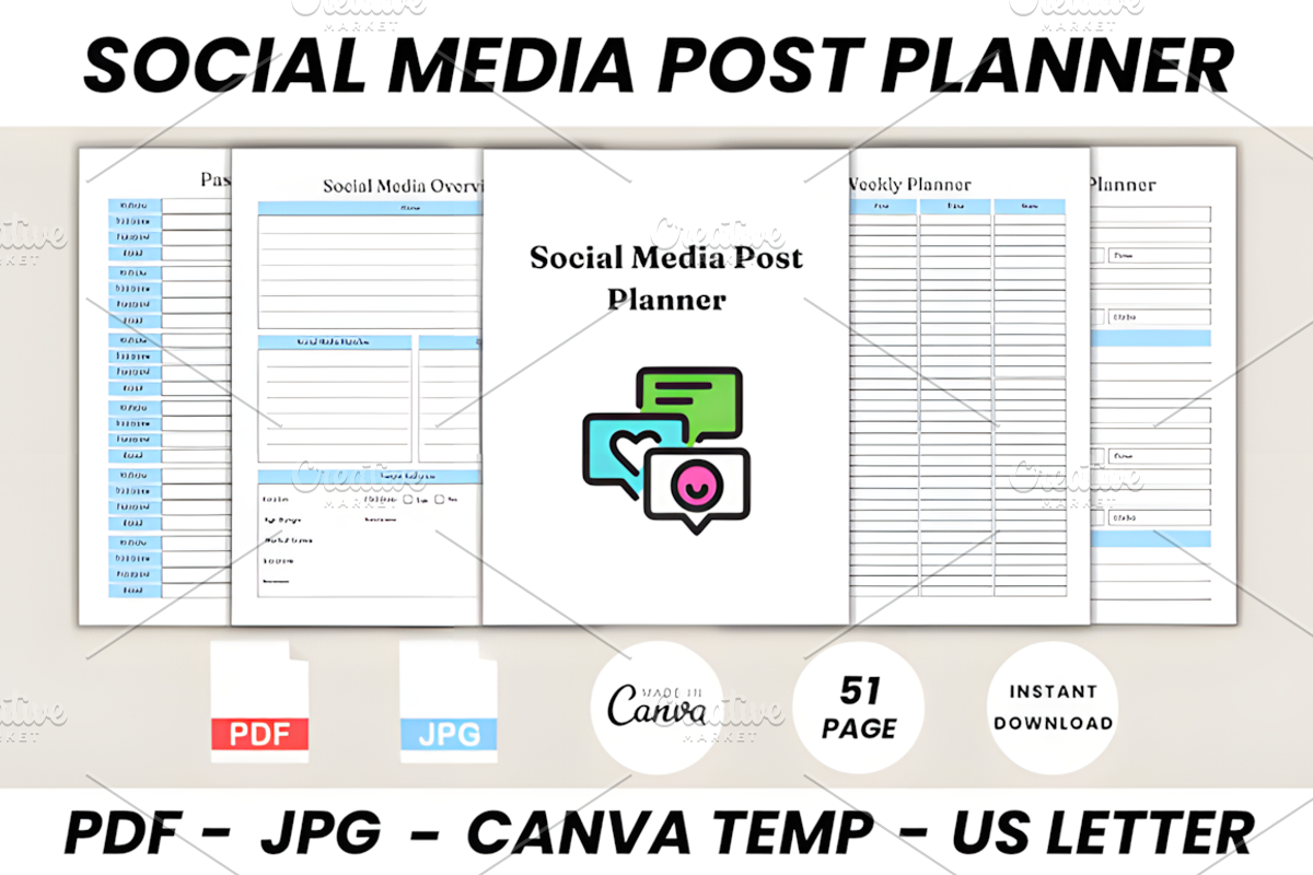 Social Media Post Planner Canva Temp, a Social Media Template by Design Station (Photo 1 of 9)