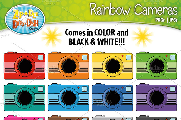 Rainbow Camera Clip Art Set preview 2