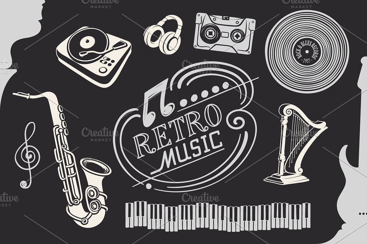 Retro Music Illustrations & Decor, a Decorative Illustration by Adiemus (Photo 1 of 6)