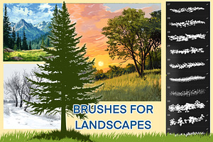 Landscape brushes, foliage grass