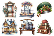 Christmas Train Station Clipart, an Illustration by Daily.Designs (Thumbnail 5 of 5)