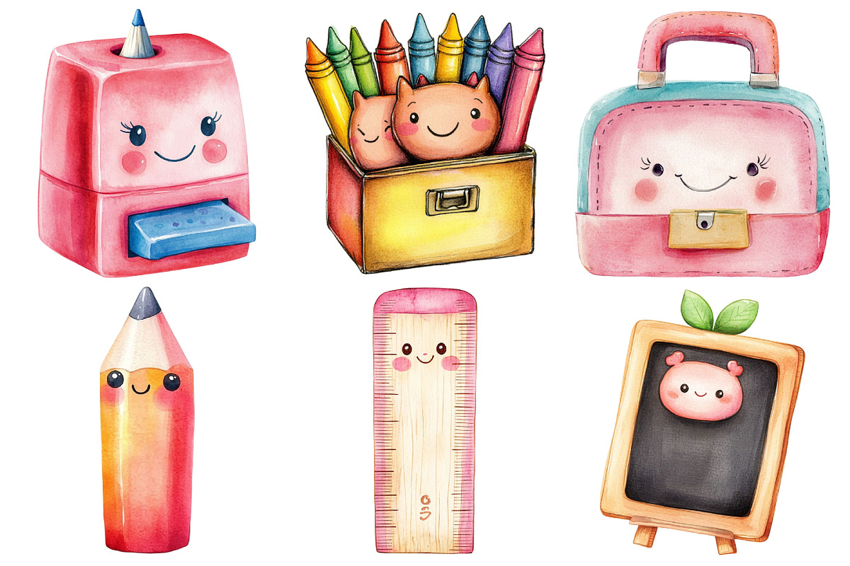 Kawaii Back to School Clipart, an Illustration by Pixels.Craft (Photo 2 of 7)