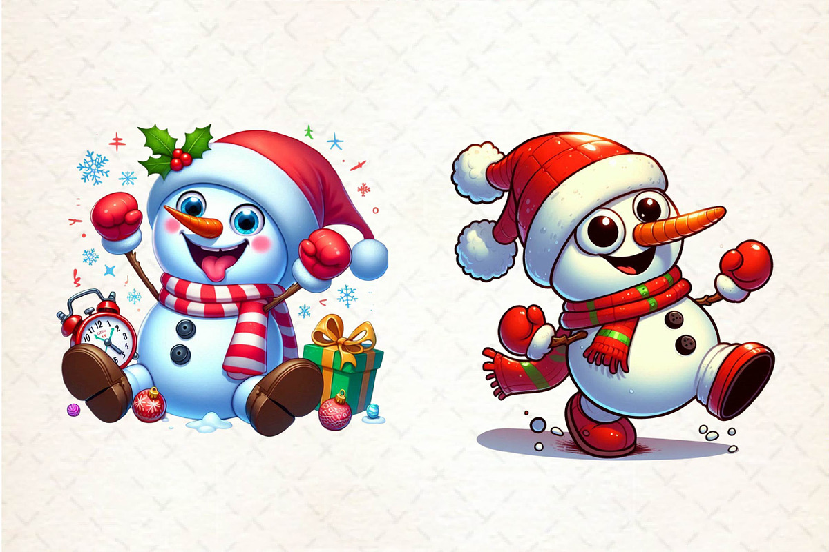 Watercolor funny Christmas Snowman C, an Illustration by CreationArt (Photo 5 of 5)