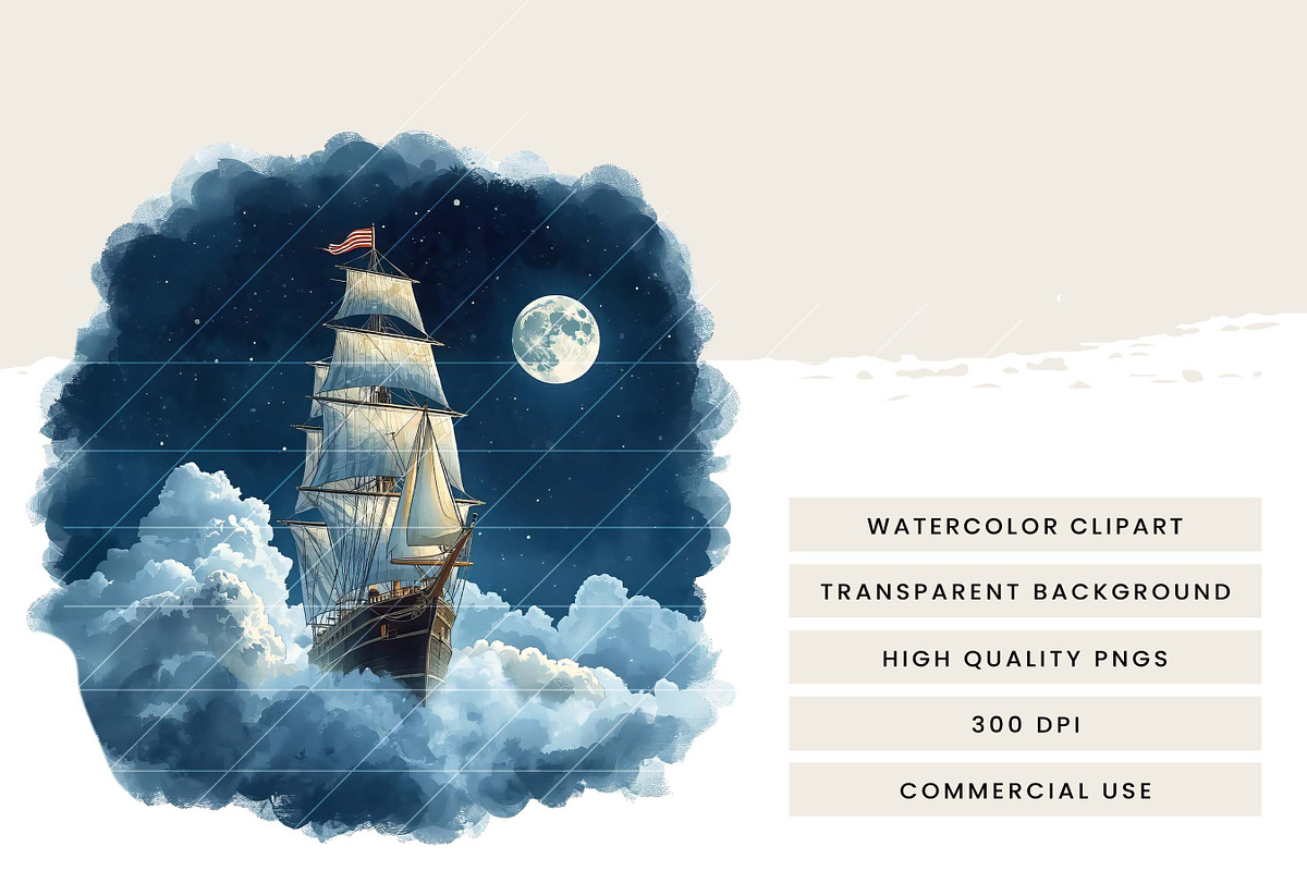 Watercolor Dream Ships Clipart, a Transportation Illustration by Design Scotch (Photo 7 of 8)